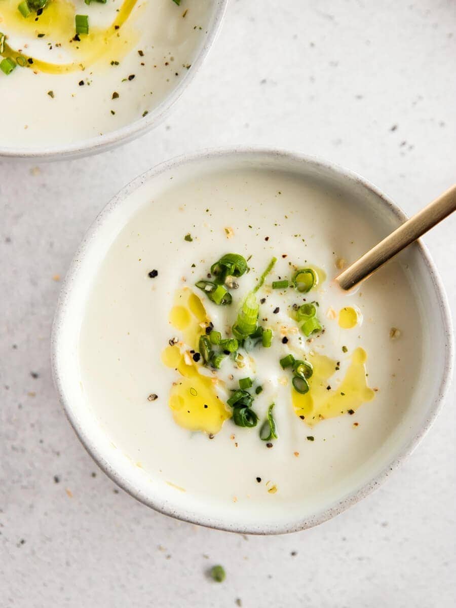 A bowl of creamy Cauliflower Soup