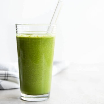 A glass of kale green smoothie