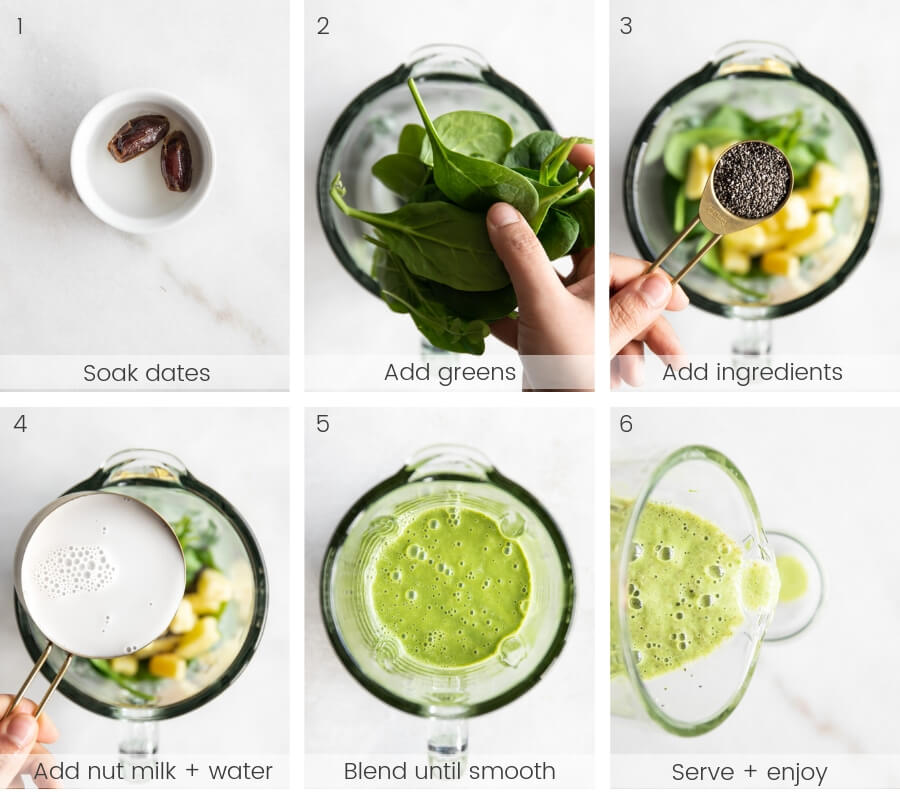 Step-by-step instructions on how to make the smoothie.