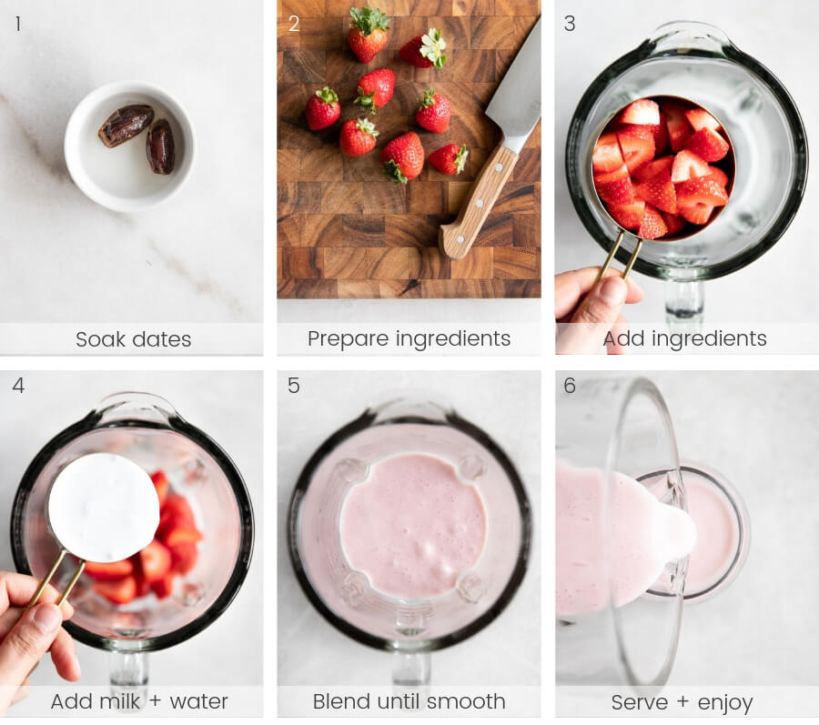 Step-by-step instructions for making a smoothie.