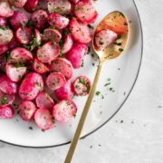 A plate of roasted radishes