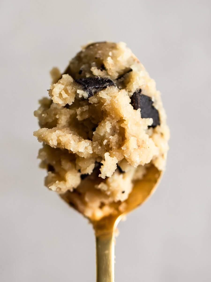 A spoon of homemade cookie dough.