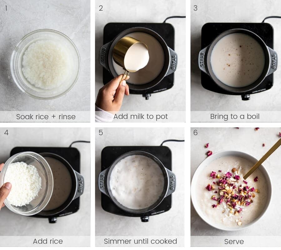 Step by step instructions on how to make kheer.