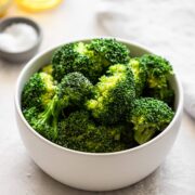 A bowl of broccoli cooked in the Instant Pot