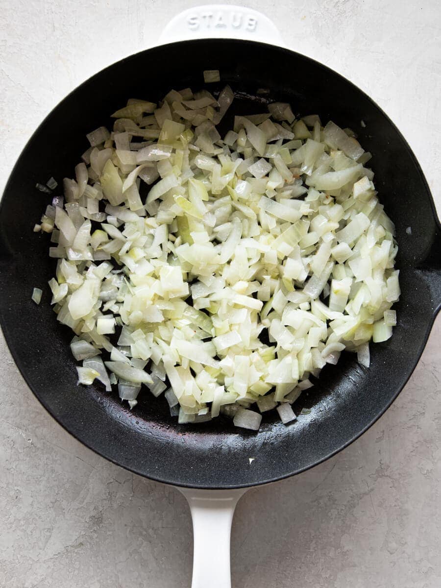 Onions cooking on pan
