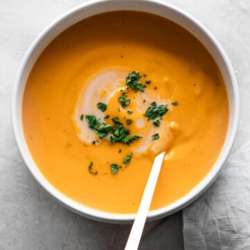 Bowl of sweet potato soup.