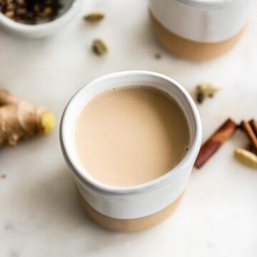 Close-up of cup of chai.