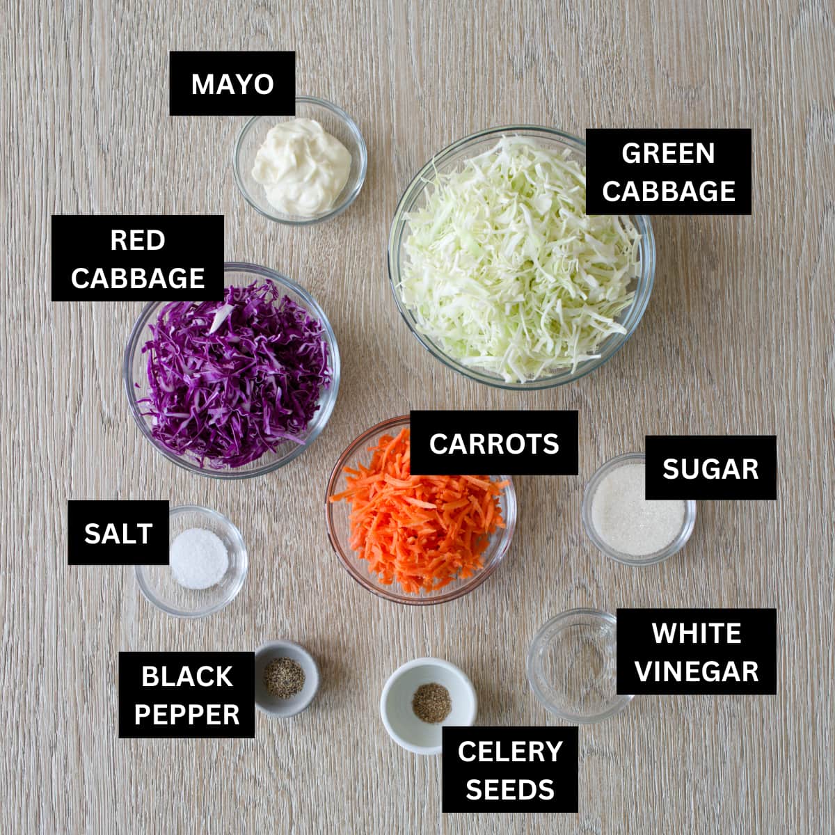 Ingredients for coleslaw.