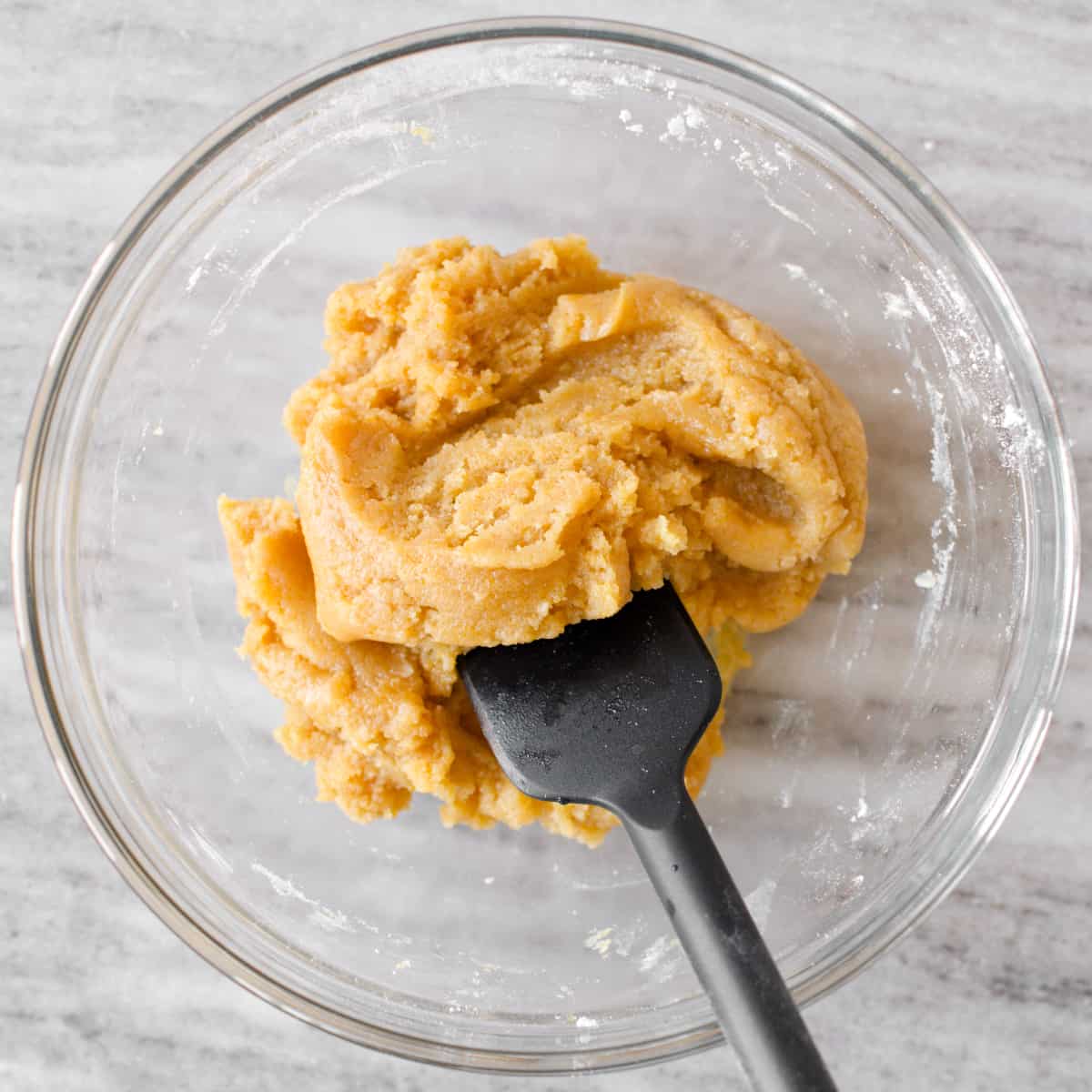 Cookie dough after adding dry ingredients and mixing.