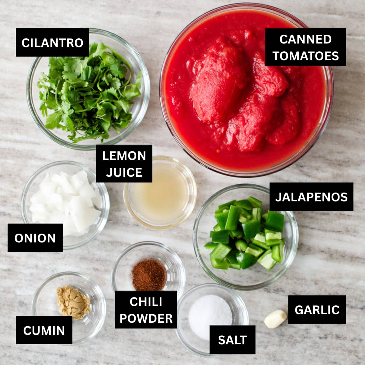 Homemade salsa ingredients.
