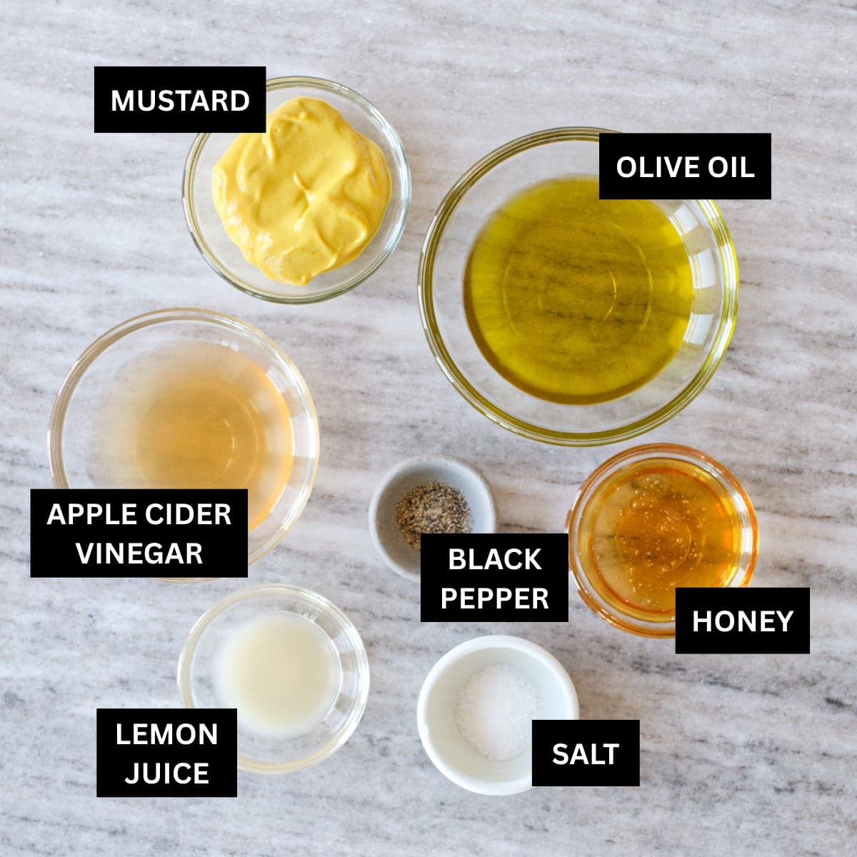 Ingredients for honey mustard dressing.