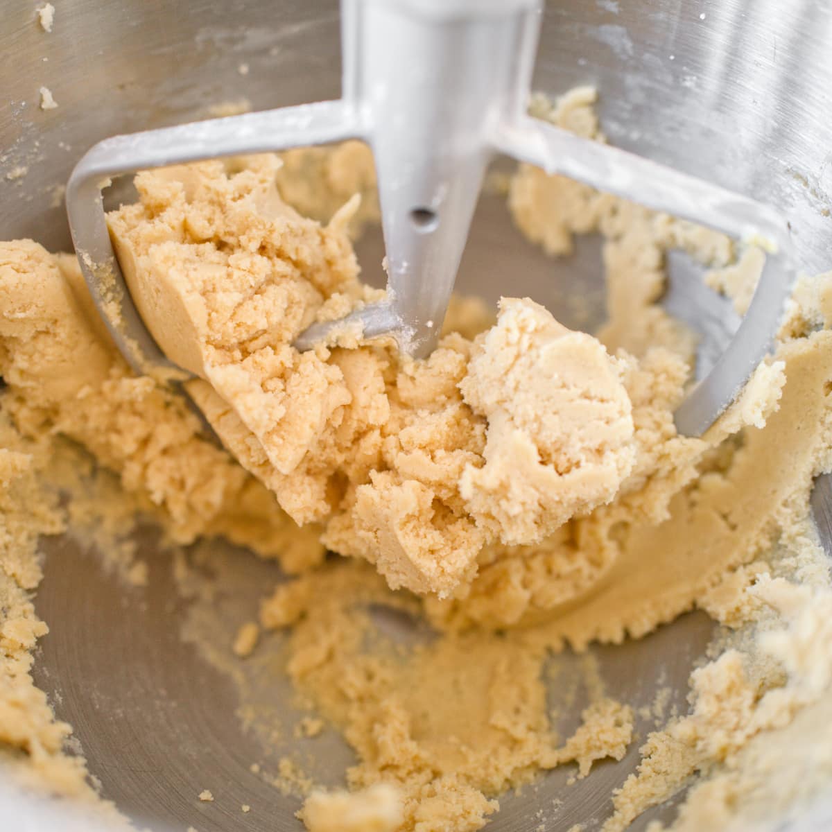 Raspberry thumbprint cookie dough after adding all ingredients.