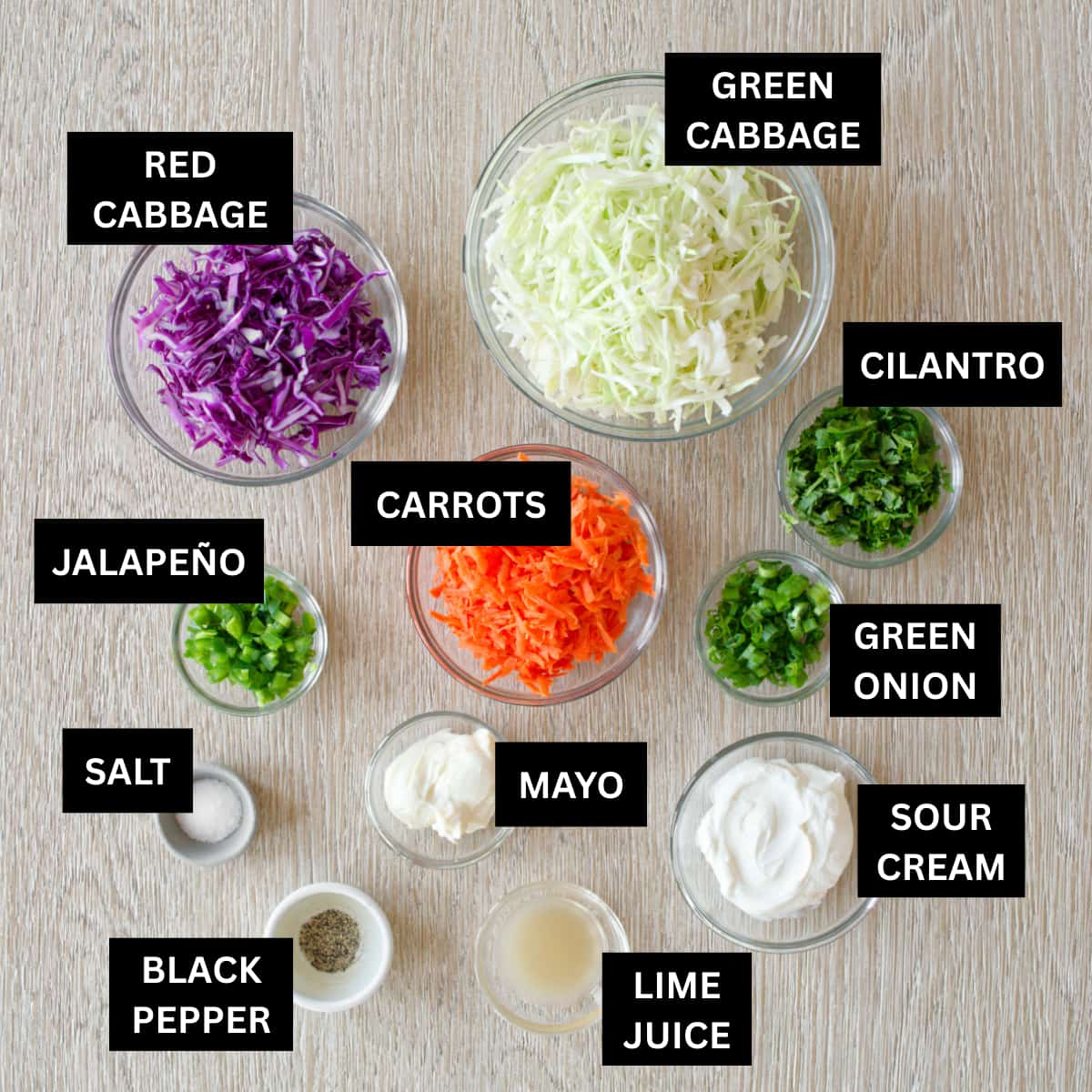 Ingredients for taco slaw.