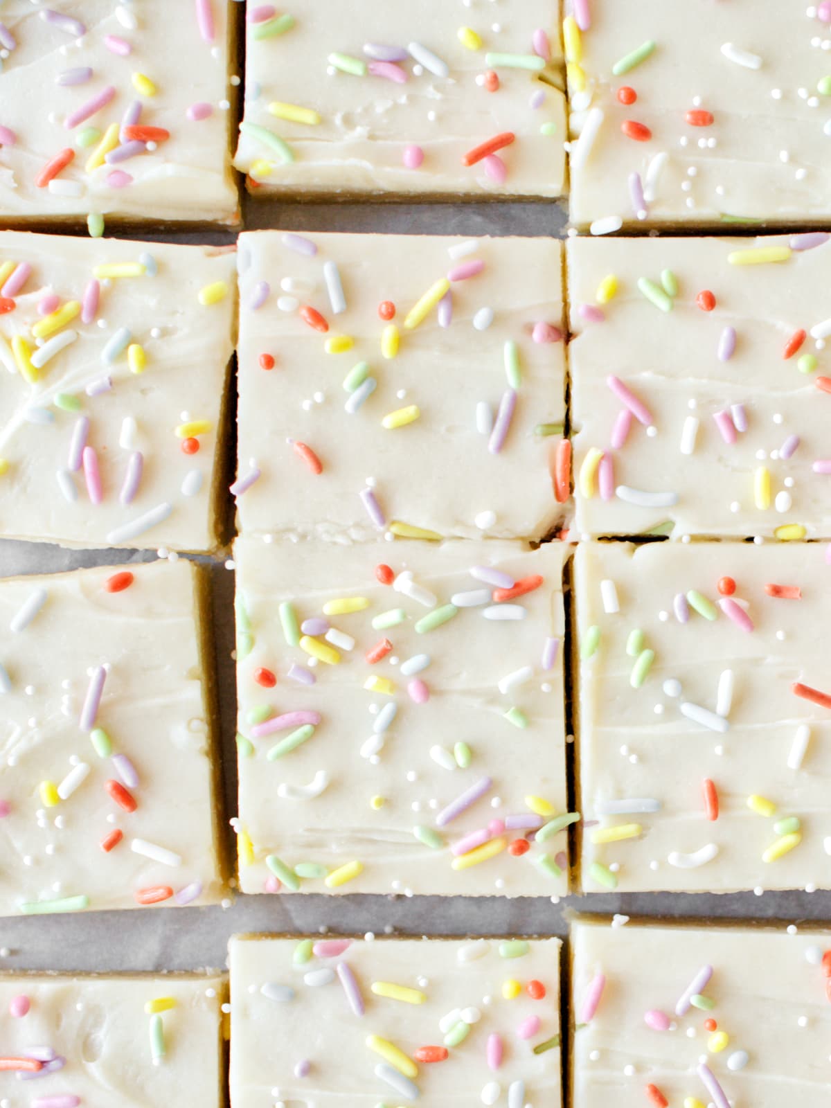 Close-up of sliced sugar cookie bars.