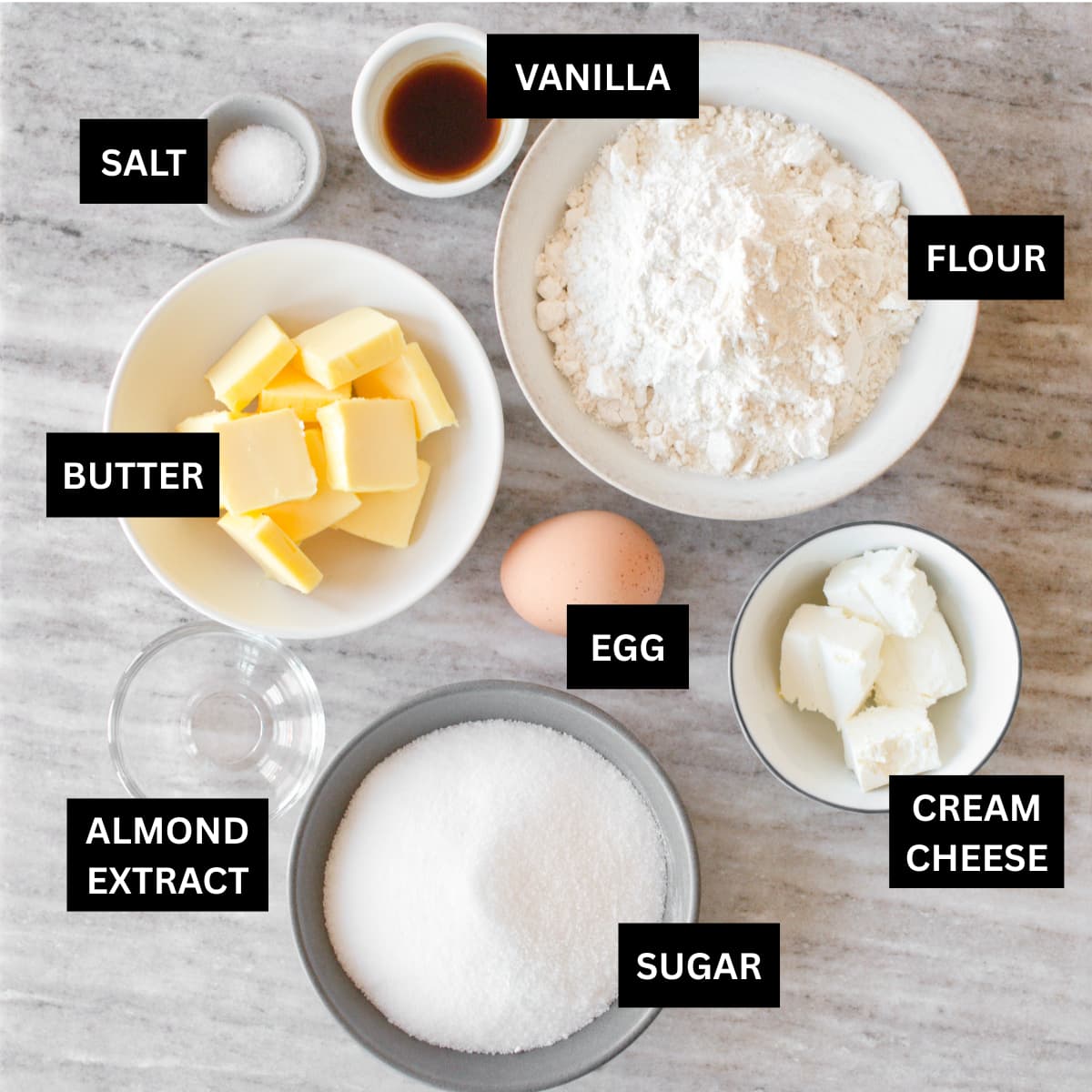 Ingredients for the cookie bar.