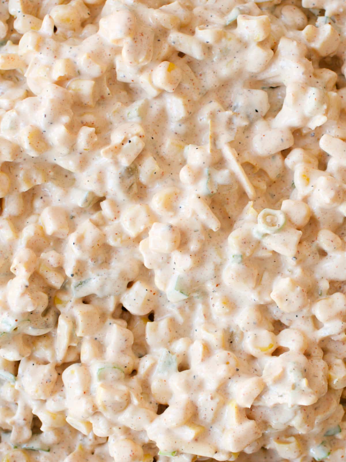 Close-up of corn dip.