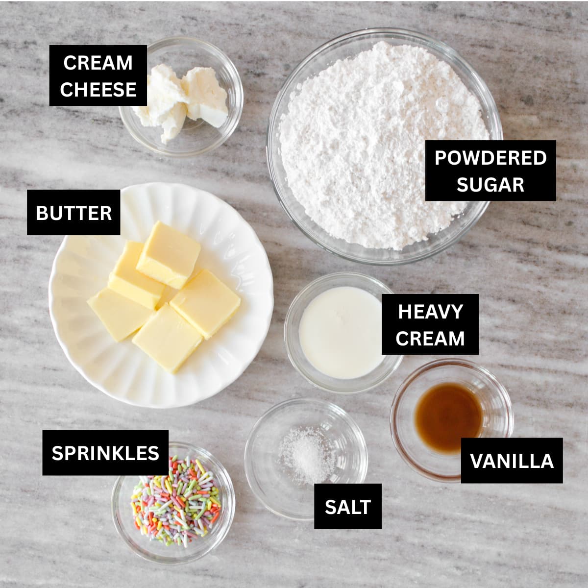 Ingredients for the frosting.