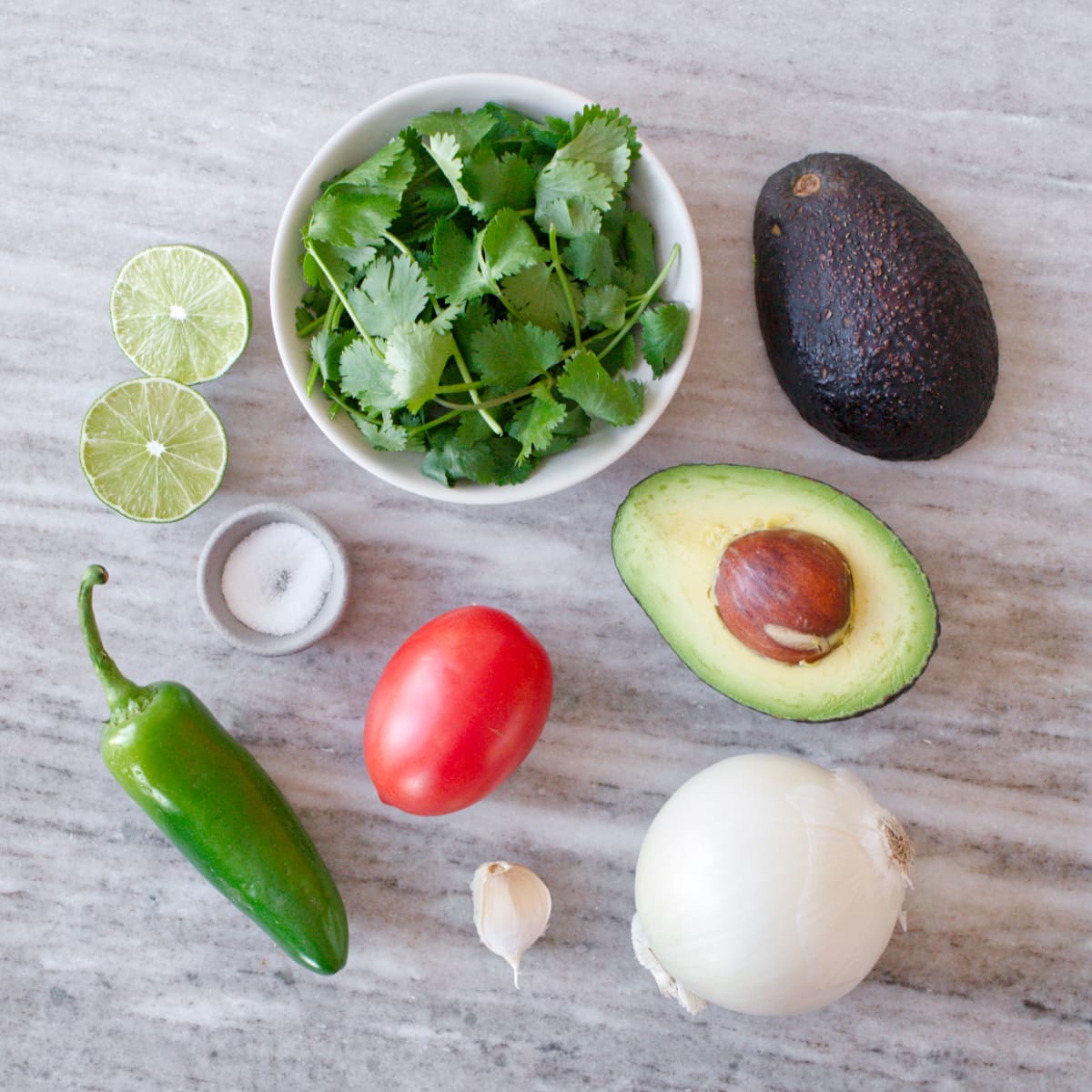 Ingredients for guacamole.