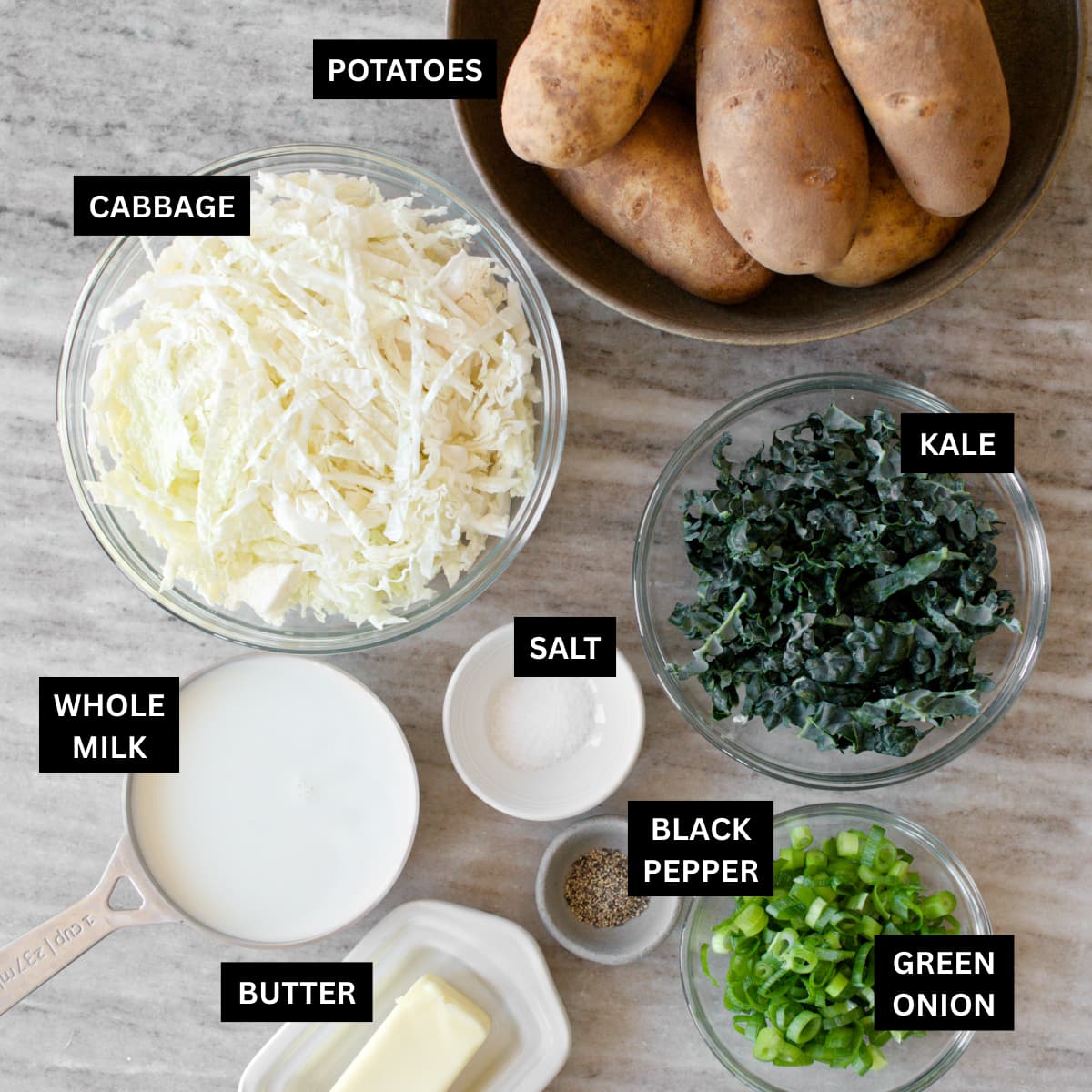Ingredients for colcannon.